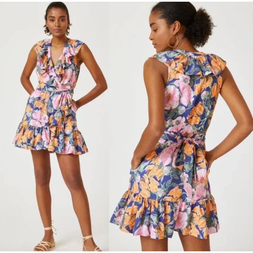 NEW Anthropologie Floral Wrap Mini Dress
